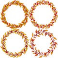 Set of floral frames; round autumn wreaths. Royalty Free Stock Photo